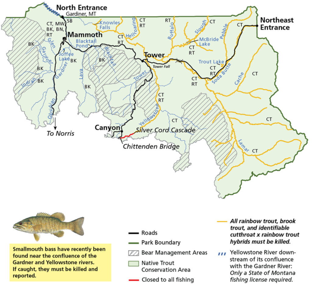 Yellowstone National Park fishing regulations for the northeast section.
